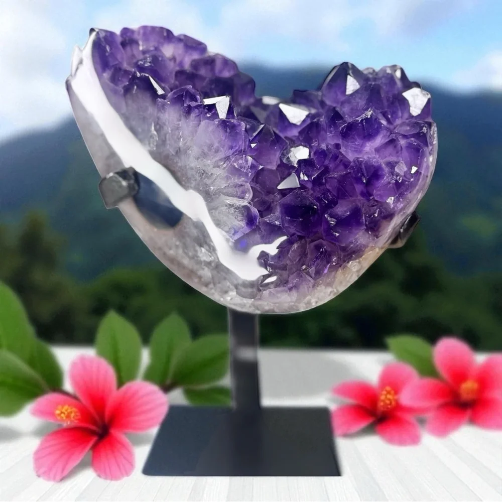 💜 Deep Purple Big Points Amethyst Agate Metal Stand – High Grade from Uruguay 💜 - Picture 2 of 9